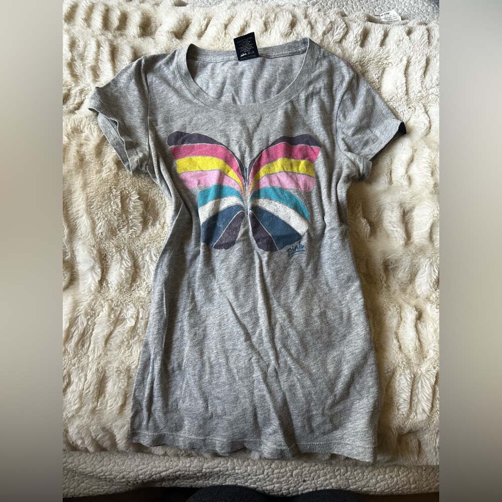 💓 Pink vintage Victoria secret butterfly top medium stretchy discontinued y2k